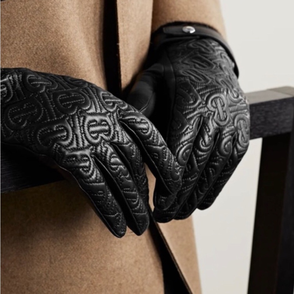 Burberry Embossed Leather Gloves